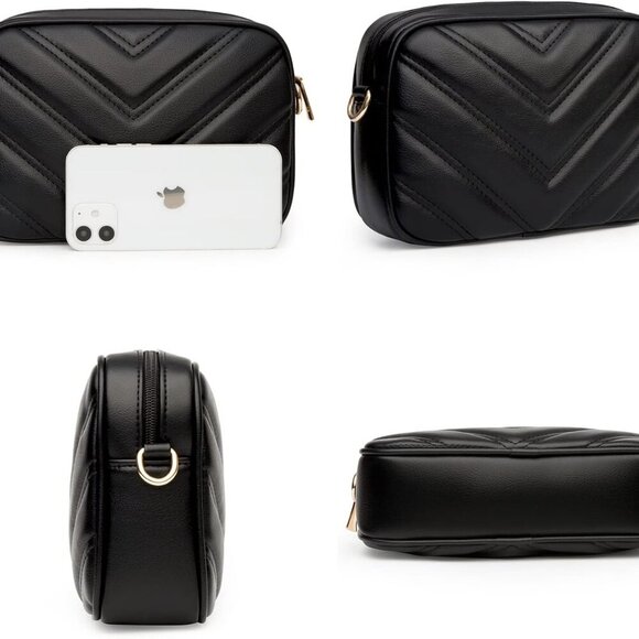 Chevron Quilted Small Crossbody Bag with Coin Purse Pouch, Women Square Camera S - Picture 3 of 8